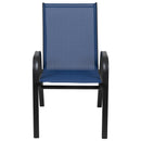 4 Pack Brazos Series Navy Outdoor Stack Chair with Flex Comfort Material and Metal Frame