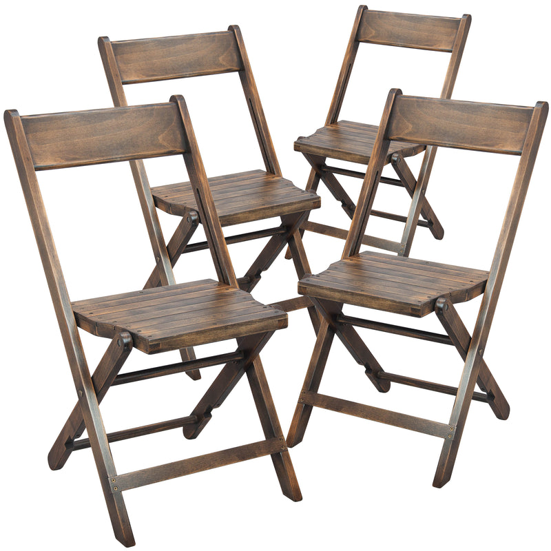 Slatted Wood Folding Special Event Chair - Antique Black, Set of 4