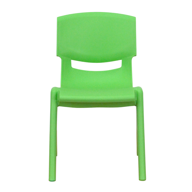 4 Pack Green Plastic Stackable School Chair with 12'' Seat Height