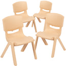 4 Pack Natural Plastic Stackable School Chair with 12'' Seat Height