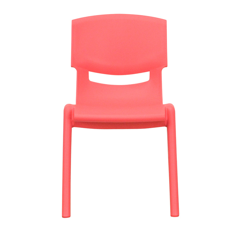 4 Pack Red Plastic Stackable School Chair with 12'' Seat Height