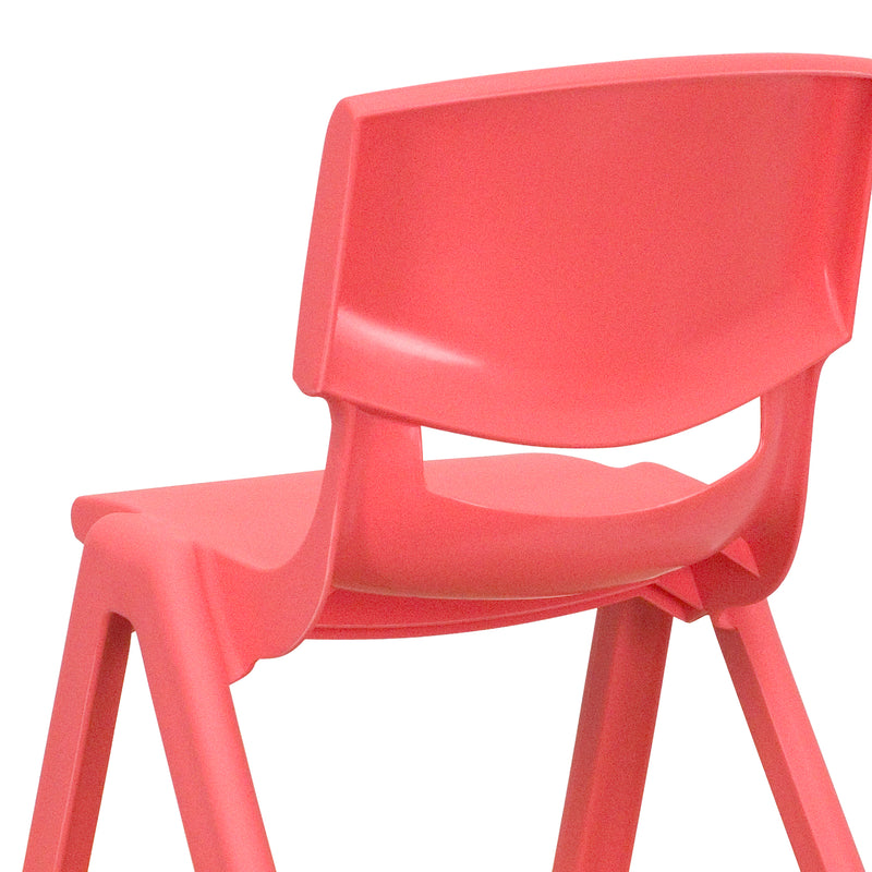 4 Pack Red Plastic Stackable School Chair with 12'' Seat Height