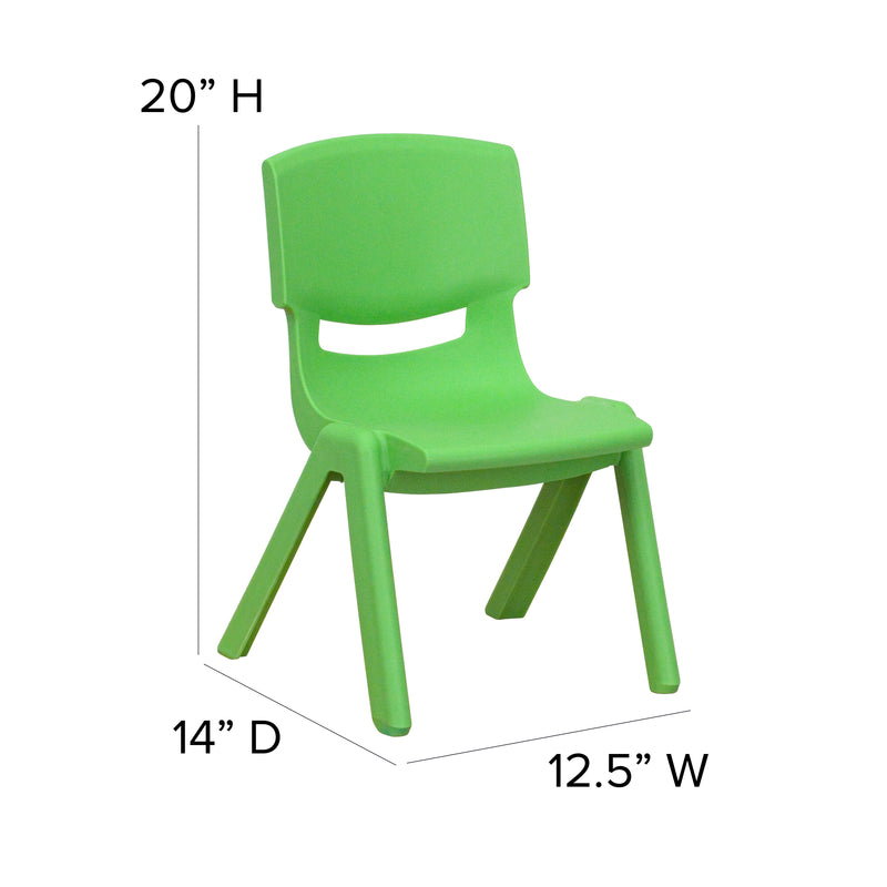 4 Pack Green Plastic Stackable School Chair with 10.5'' Seat Height