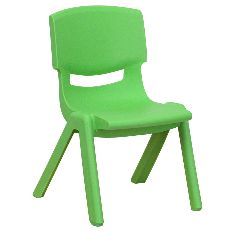 4 Pack Green Plastic Stackable School Chair with 10.5'' Seat Height