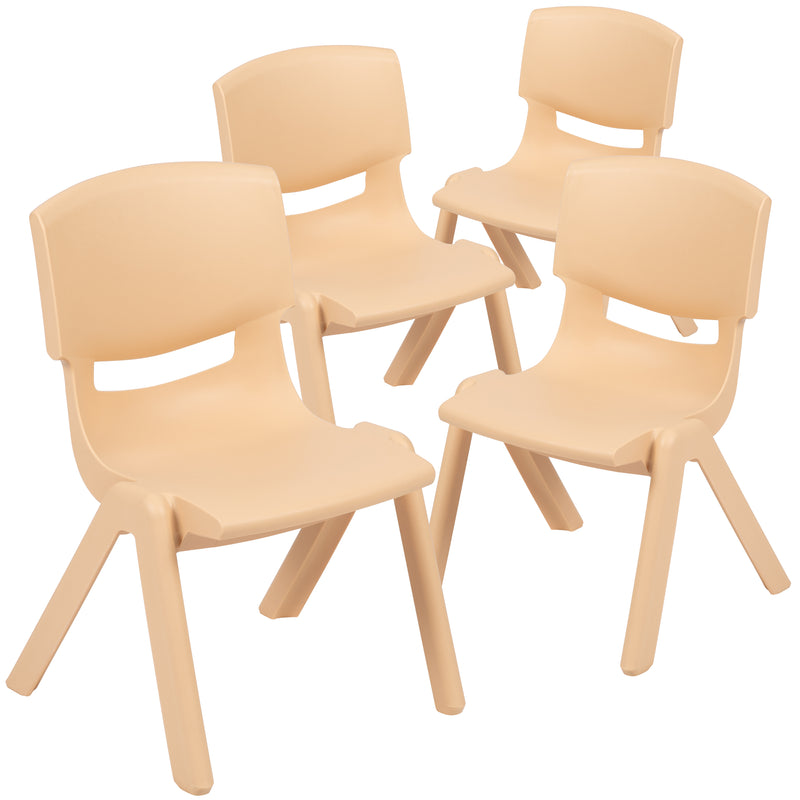 4 Pack Natural Plastic Stackable School Chair with 10.5" Seat Height