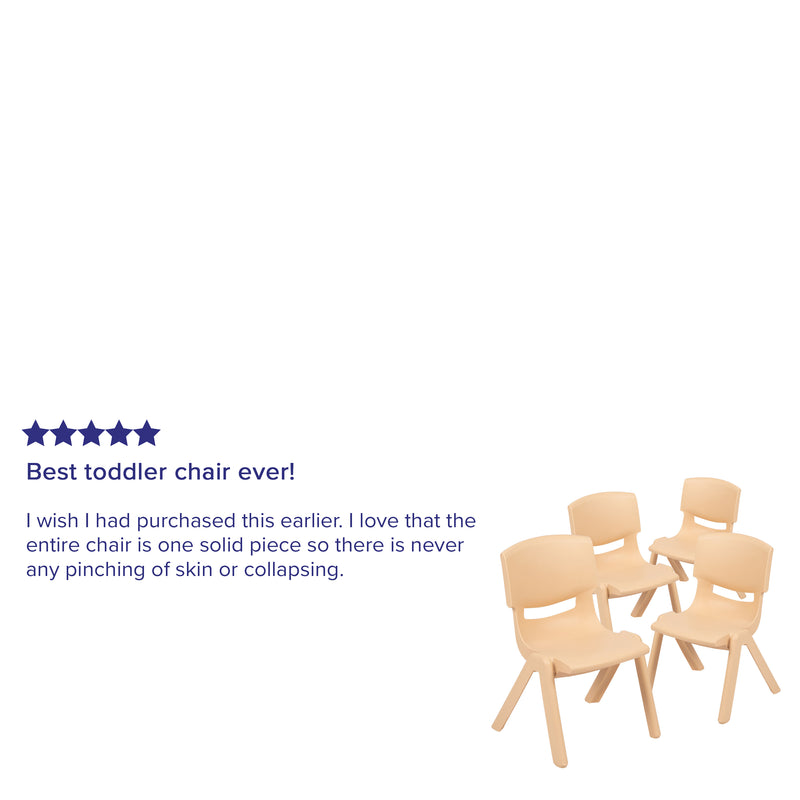 4 Pack Natural Plastic Stackable School Chair with 10.5" Seat Height