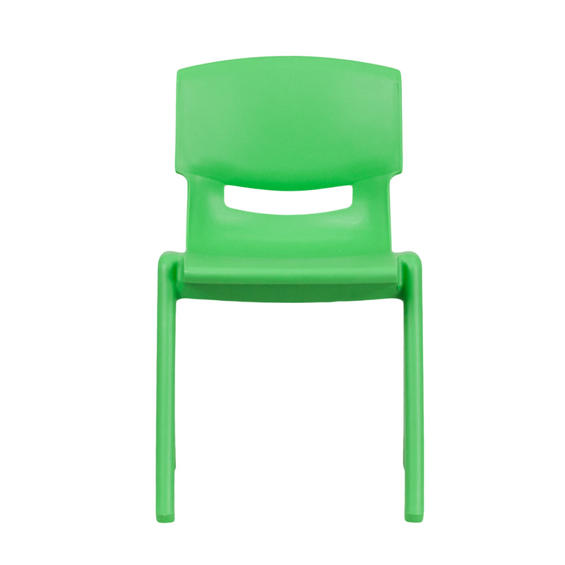 4 Pack Green Plastic Stackable School Chair with 13.25'' Seat Height