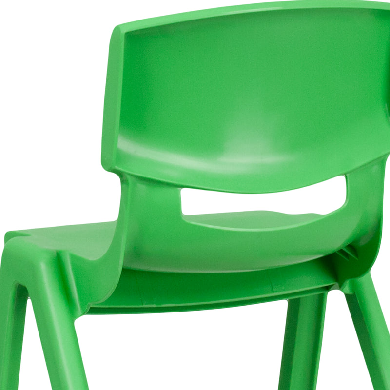 4 Pack Green Plastic Stackable School Chair with 13.25'' Seat Height