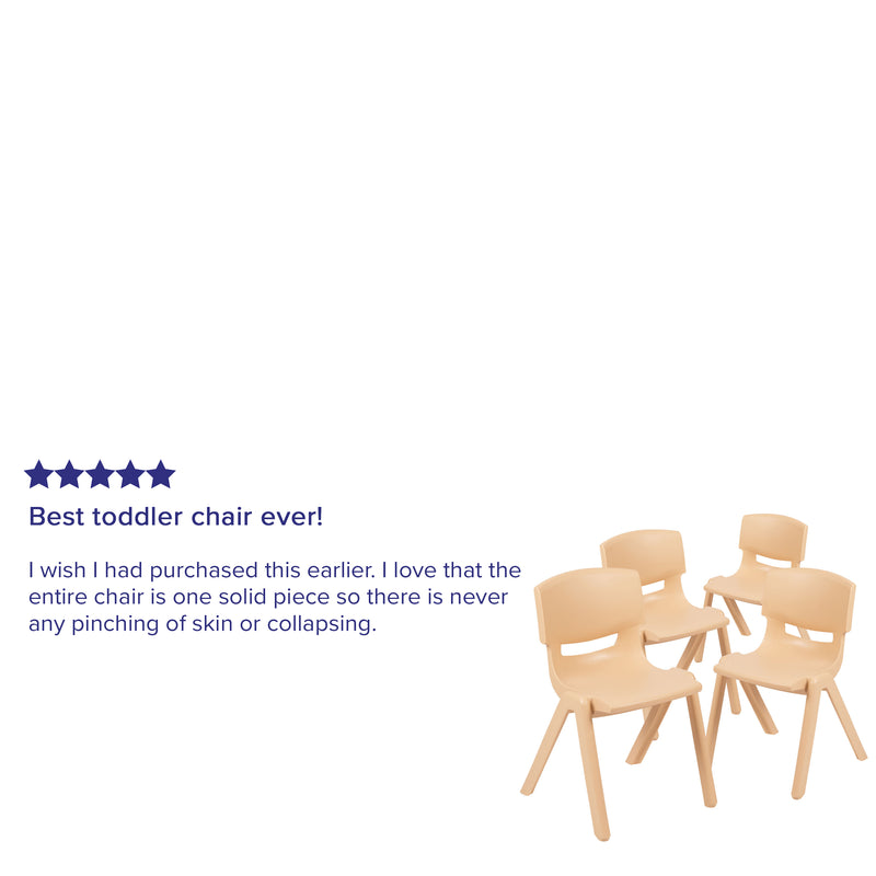 4 Pack Natural Plastic Stackable School Chair with 13.25" Seat Height