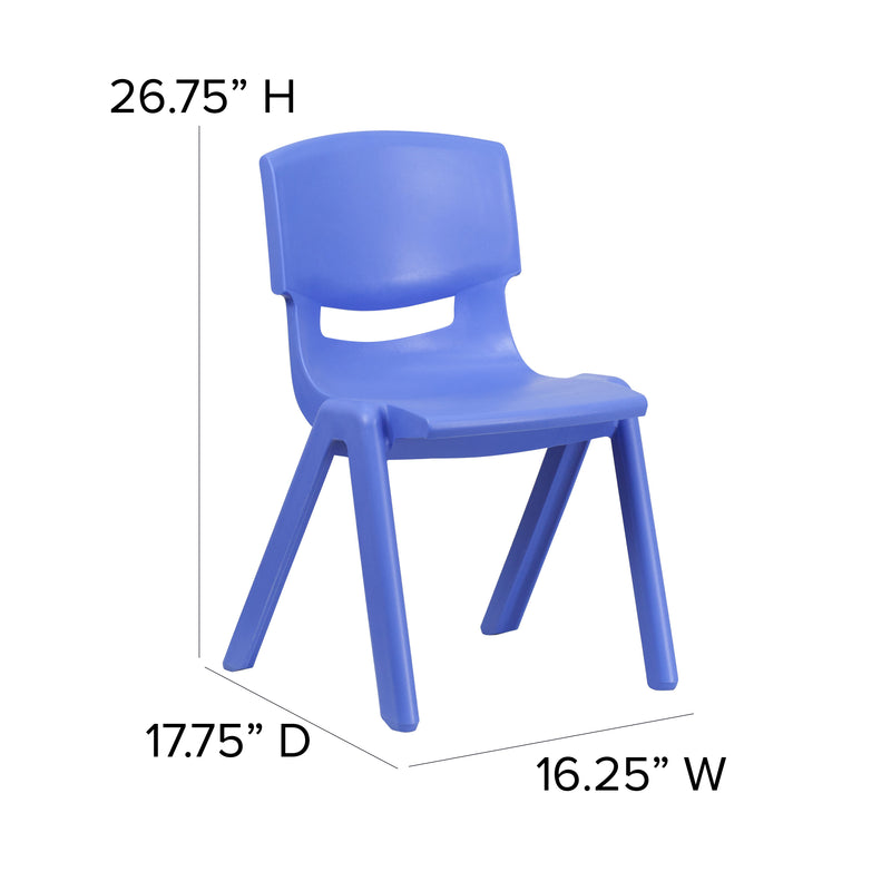 4 Pack Blue Plastic Stackable School Chair with 15.5'' Seat Height