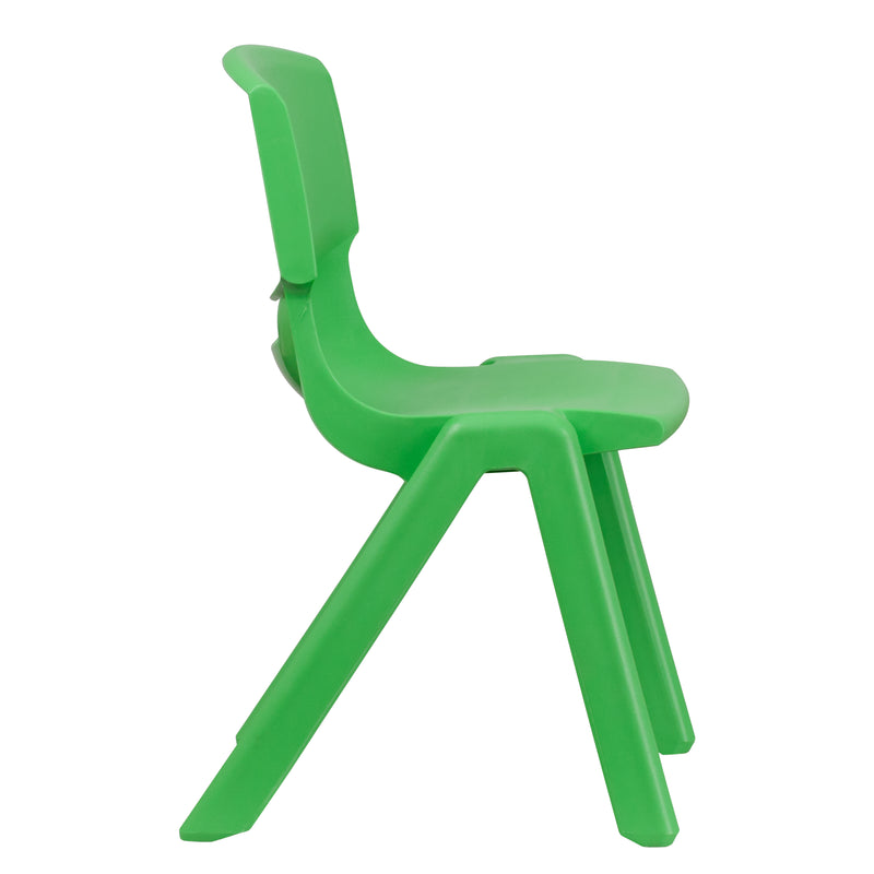 4 Pack Green Plastic Stackable School Chair with 15.5'' Seat Height