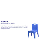 4 Pack Blue Plastic Stackable School Chair with Carrying Handle and 11'' Seat Height