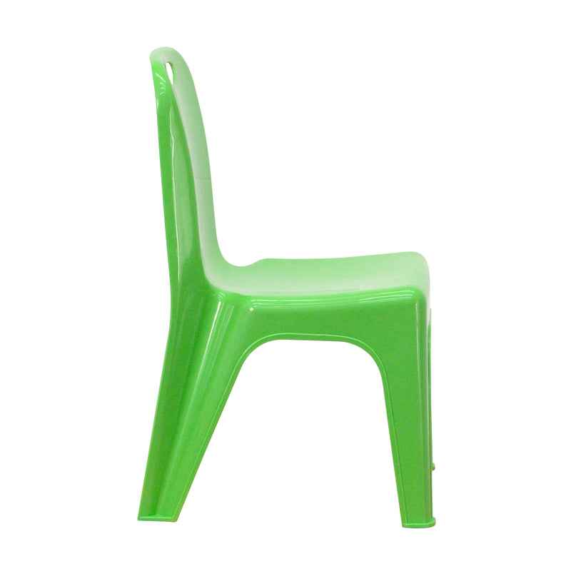 4 Pack Green Plastic Stackable School Chair with Carrying Handle and 11'' Seat Height