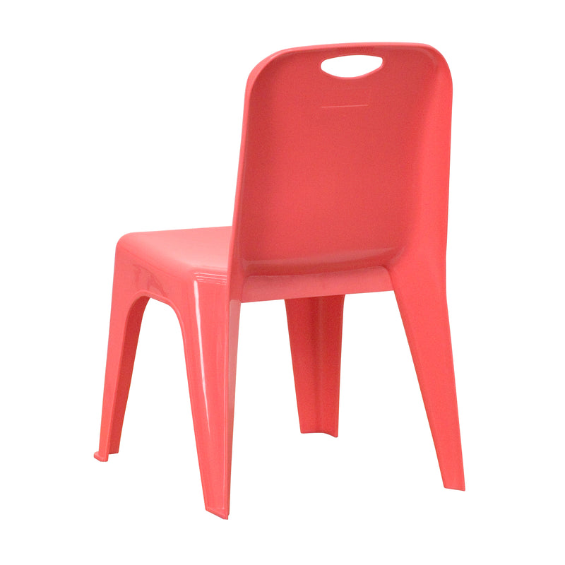 4 Pack Red Plastic Stackable School Chair with Carrying Handle and 11'' Seat Height