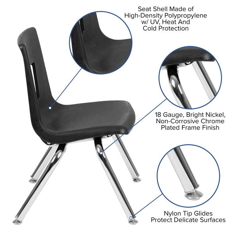 Advantage Black Student Stack School Chair - 12-inch