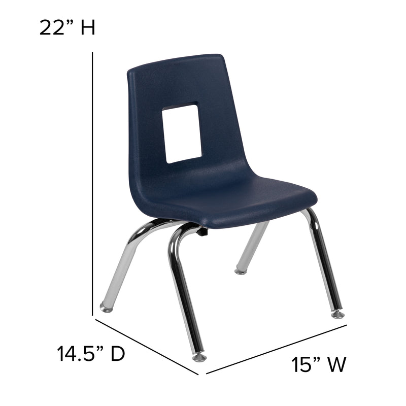 Advantage Navy Student Stack School Chair - 12-inch