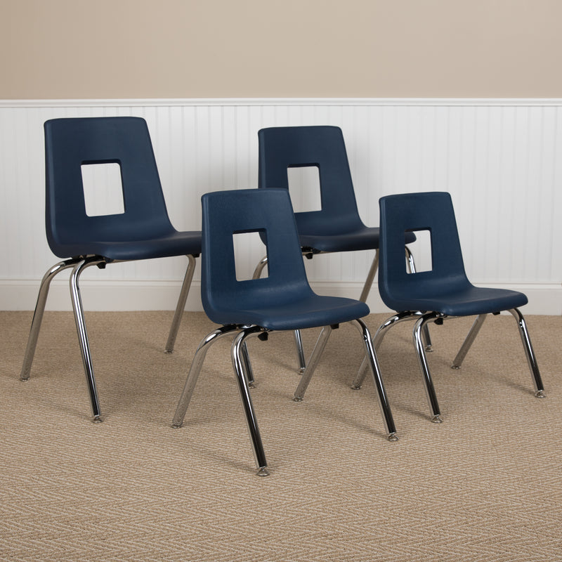 Advantage Navy Student Stack School Chair - 12-inch