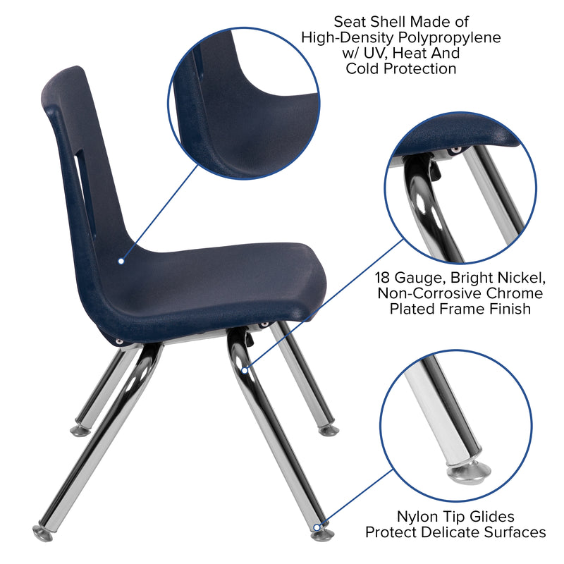 Advantage Navy Student Stack School Chair - 12-inch