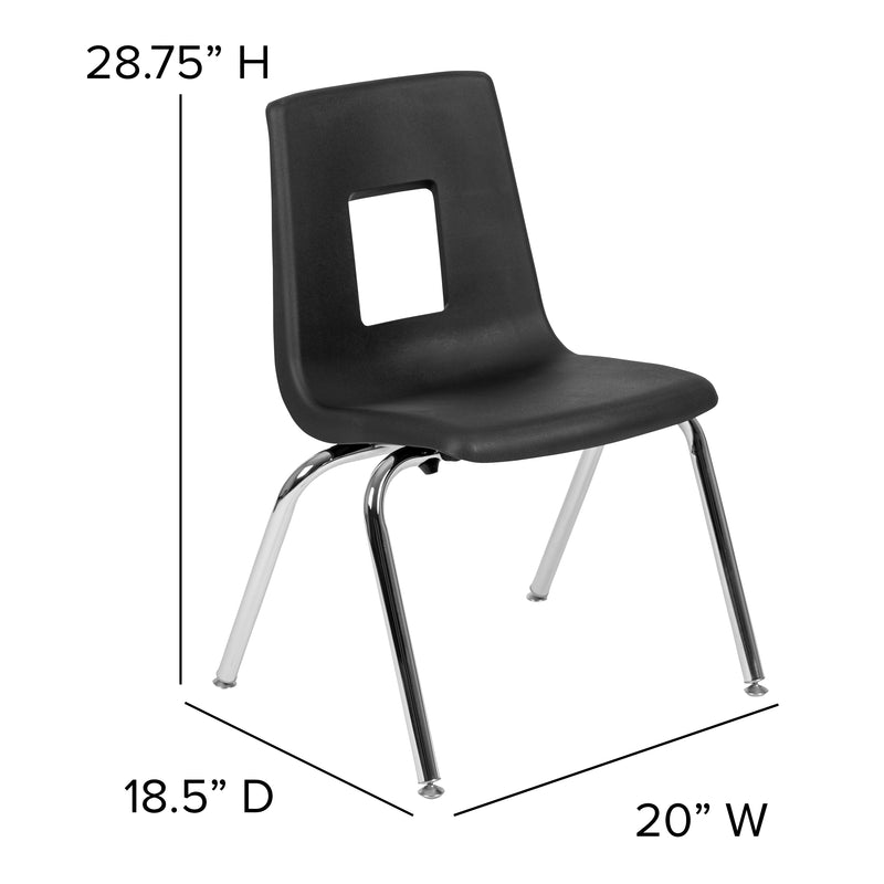 Advantage Black Student Stack School Chair - 16-inch