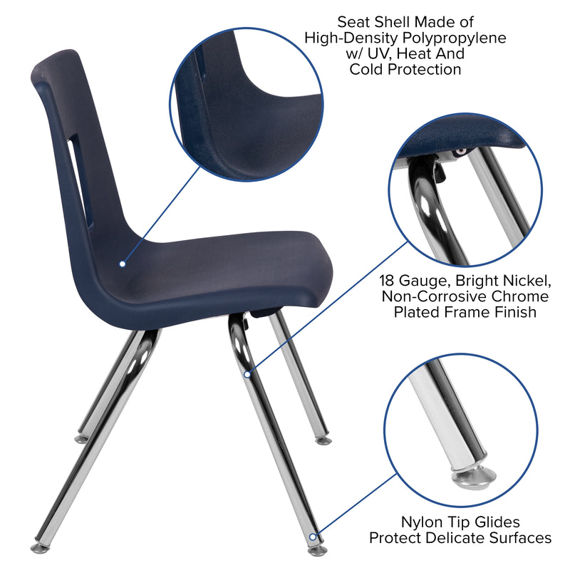 Advantage Navy Student Stack School Chair - 16-inch