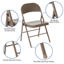 SINGLEWAVE Series Double Braced Beige Metal Folding Chair