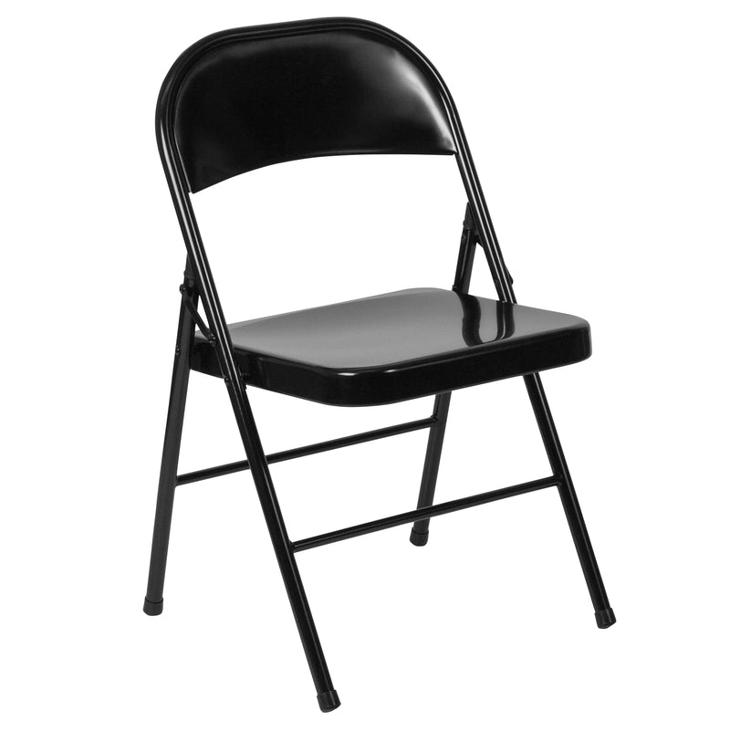 SINGLEWAVE Series Double Braced Black Metal Folding Chair