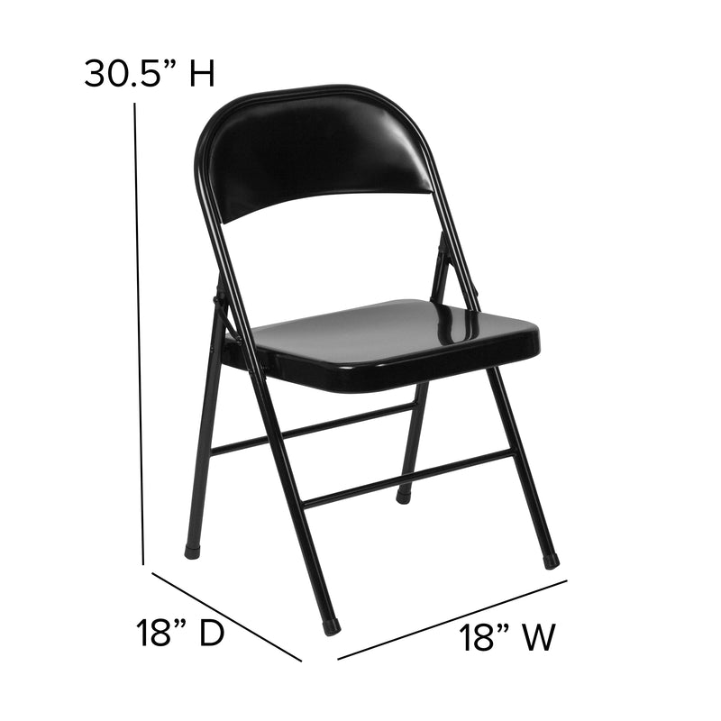 SINGLEWAVE Series Double Braced Black Metal Folding Chair