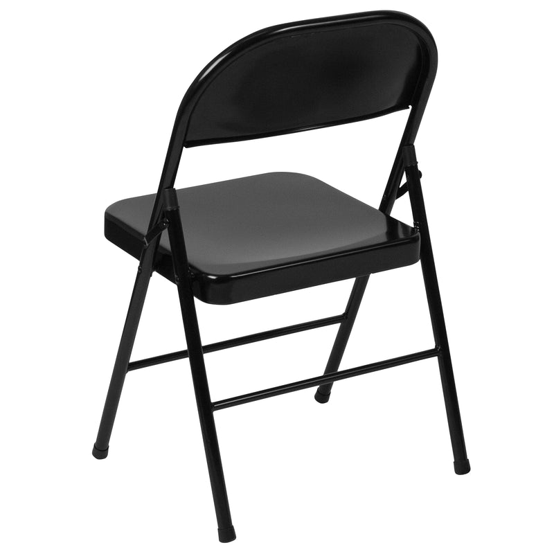 SINGLEWAVE Series Double Braced Black Metal Folding Chair