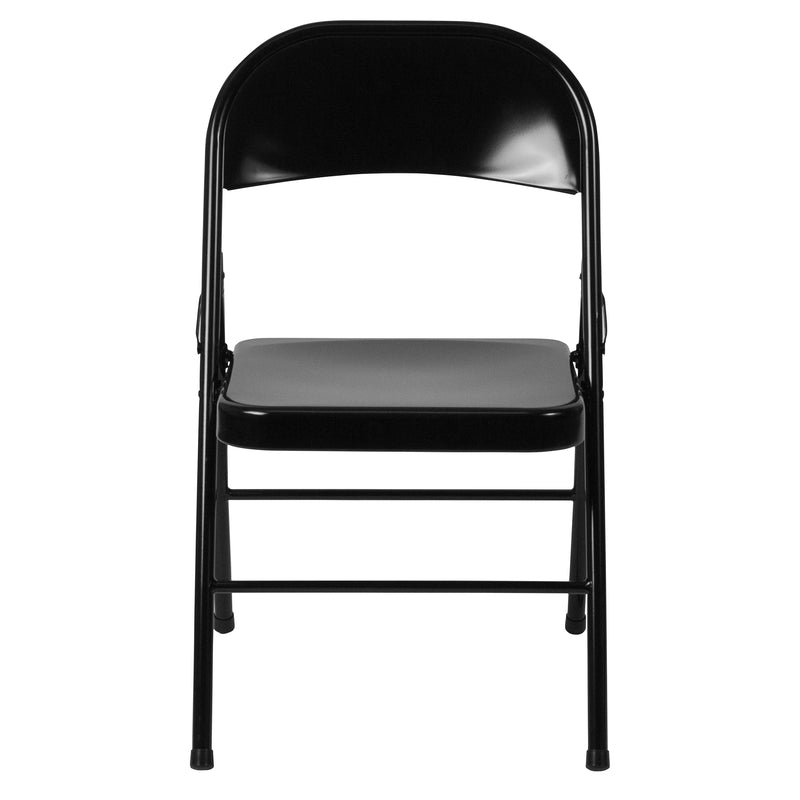 SINGLEWAVE Series Double Braced Black Metal Folding Chair