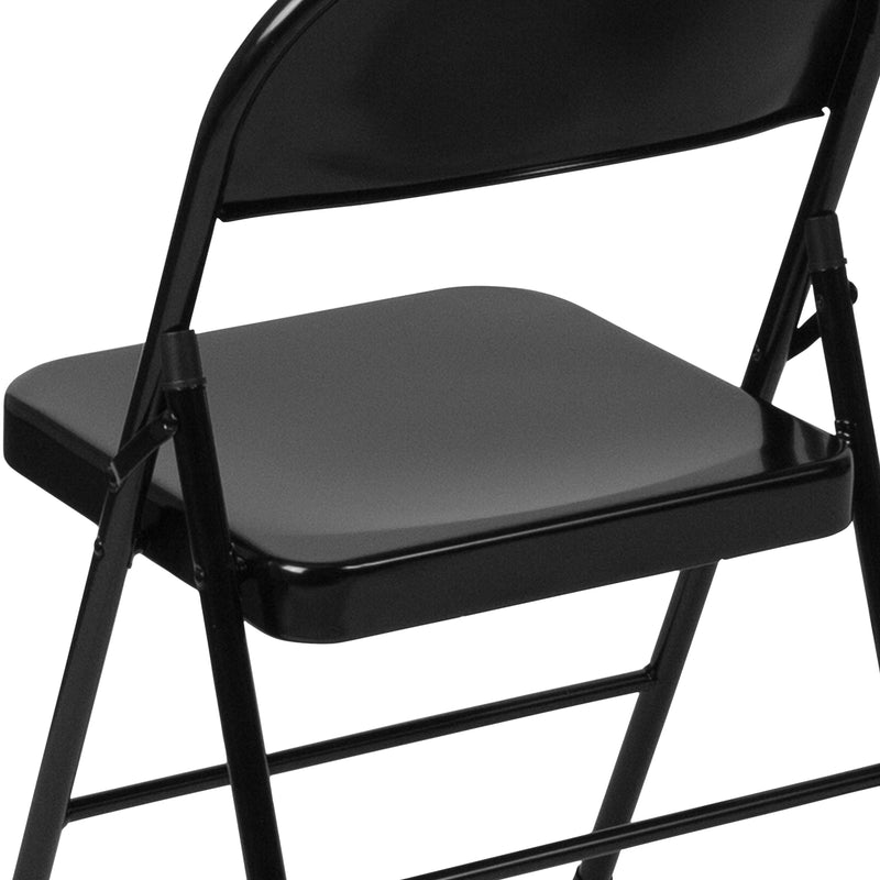 SINGLEWAVE Series Double Braced Black Metal Folding Chair