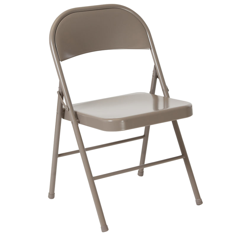 SINGLEWAVE Series Double Braced Gray Metal Folding Chair