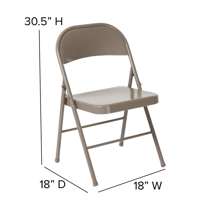 SINGLEWAVE Series Double Braced Gray Metal Folding Chair