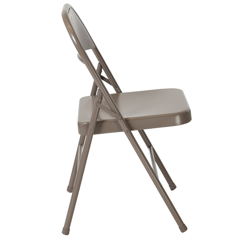 SINGLEWAVE Series Double Braced Gray Metal Folding Chair