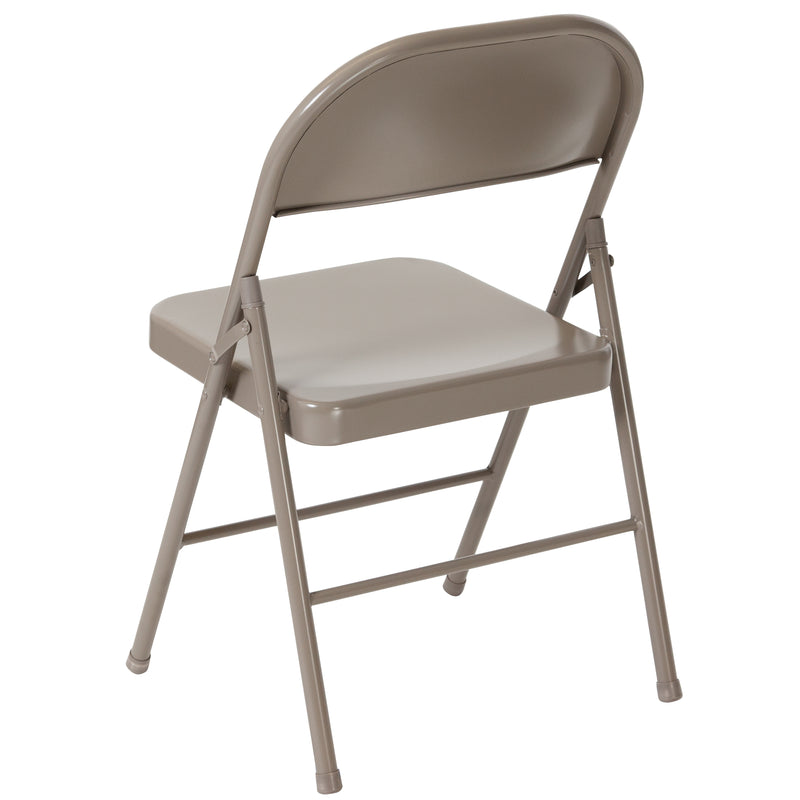 SINGLEWAVE Series Double Braced Gray Metal Folding Chair