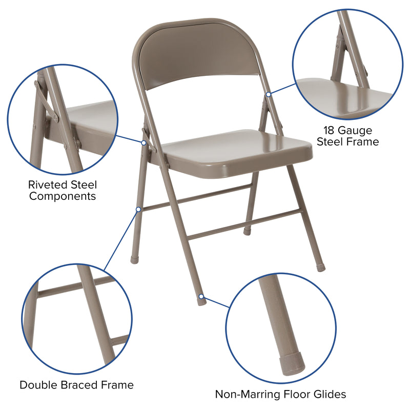 SINGLEWAVE Series Double Braced Gray Metal Folding Chair