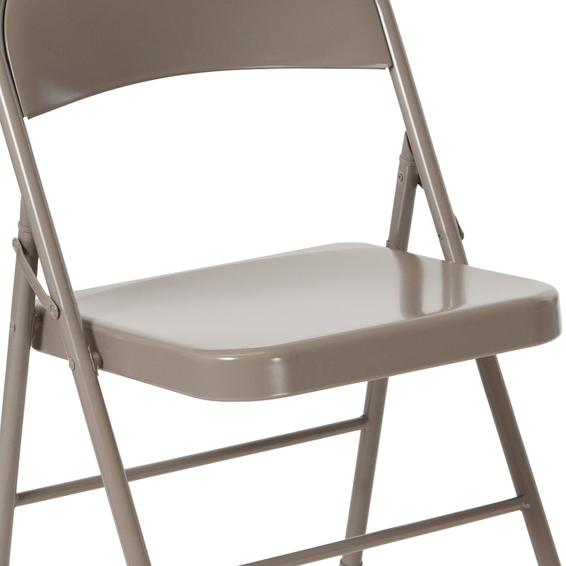 SINGLEWAVE Series Double Braced Gray Metal Folding Chair