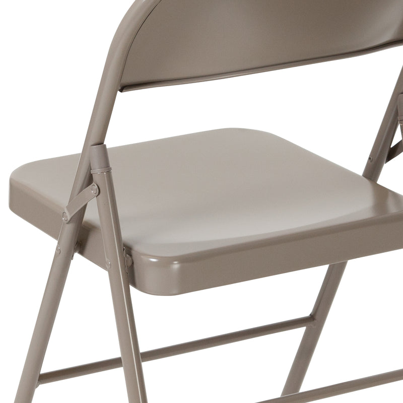 SINGLEWAVE Series Double Braced Gray Metal Folding Chair