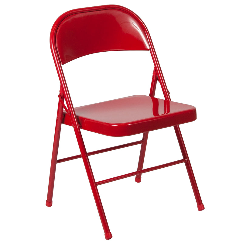 SINGLEWAVE Series Double Braced Red Metal Folding Chair