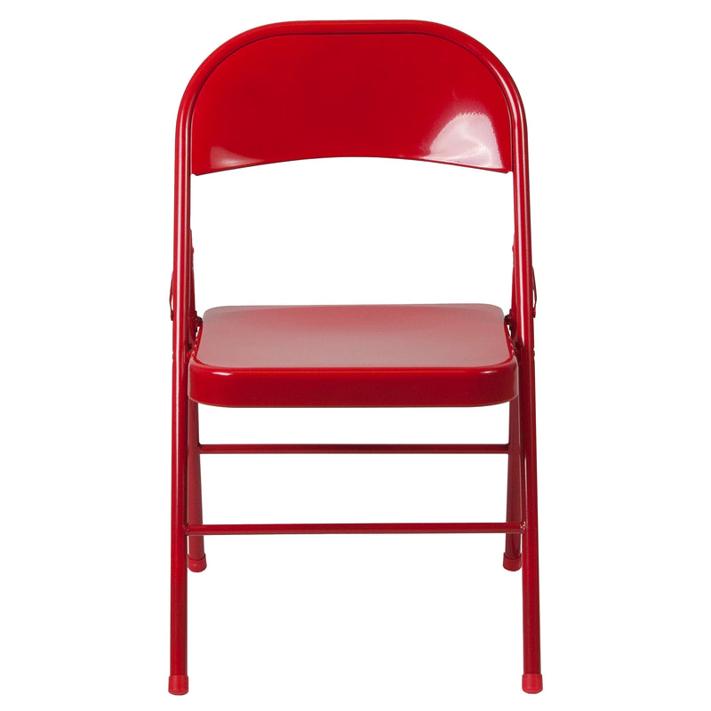 SINGLEWAVE Series Double Braced Red Metal Folding Chair