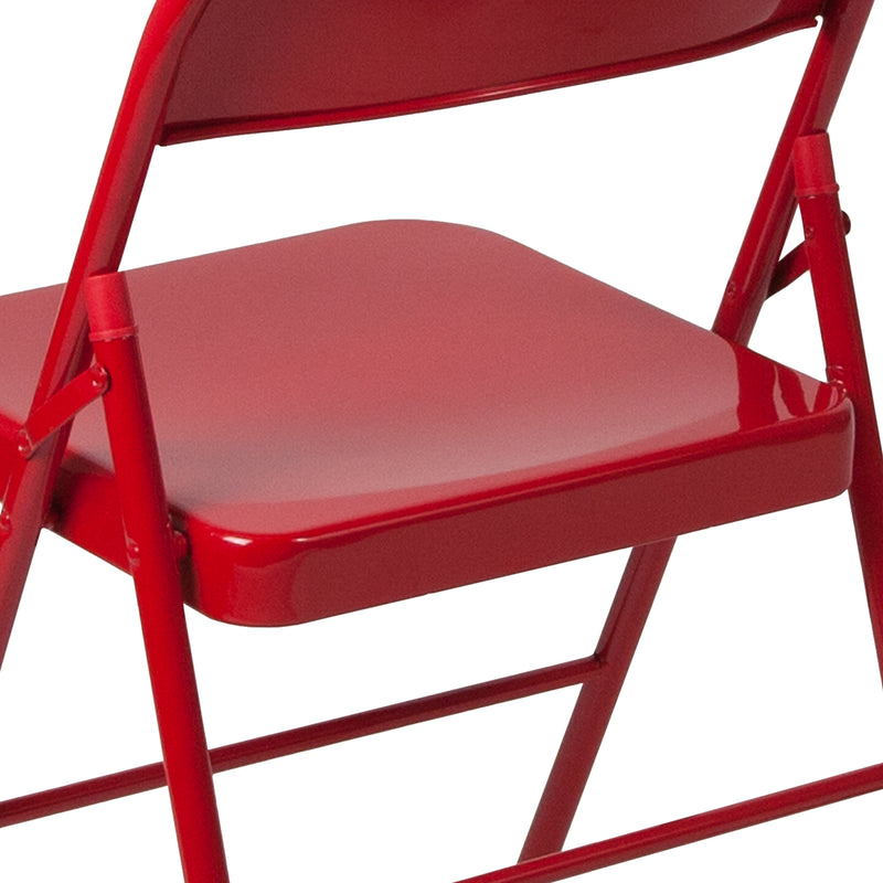 SINGLEWAVE Series Double Braced Red Metal Folding Chair