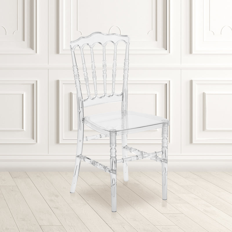 Flash Elegance Crystal Ice Napoleon Stacking Chair