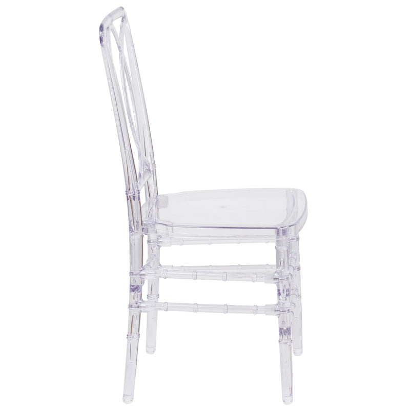 Flash Elegance Crystal Ice Stacking Chair with Designer Back - Event Chair - UV Resistant