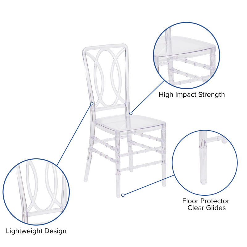 Flash Elegance Crystal Ice Stacking Chair with Designer Back - Event Chair - UV Resistant