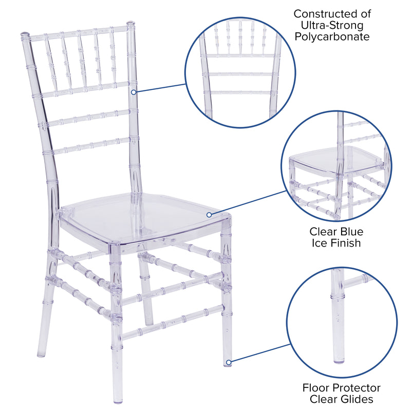 Flash Elegance Crystal Ice Blue Stacking Chiavari Chair