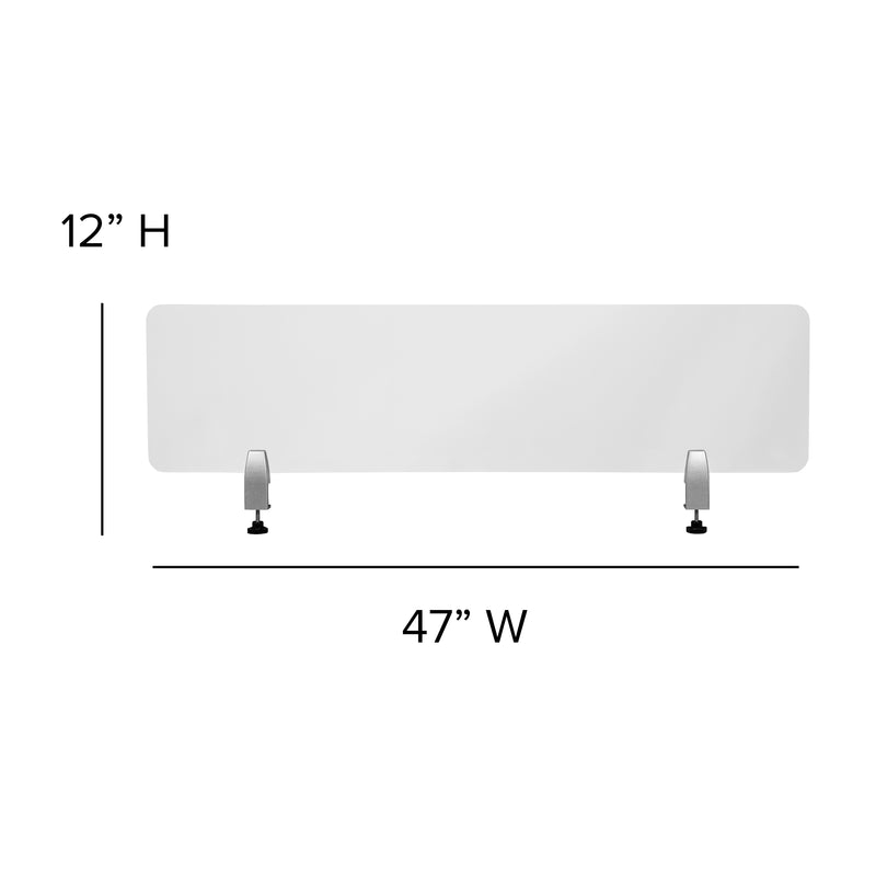 Clear Acrylic Desk Partition, 12"H x 47"L (Hardware Included)