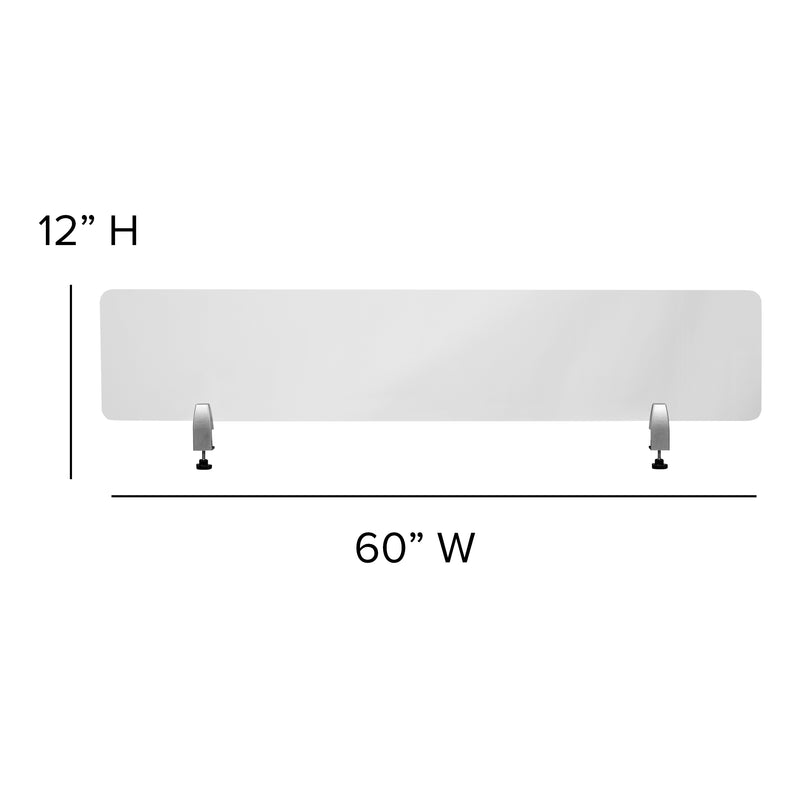 Clear Acrylic Desk Partition, 12"H x 60"L (Hardware Included)