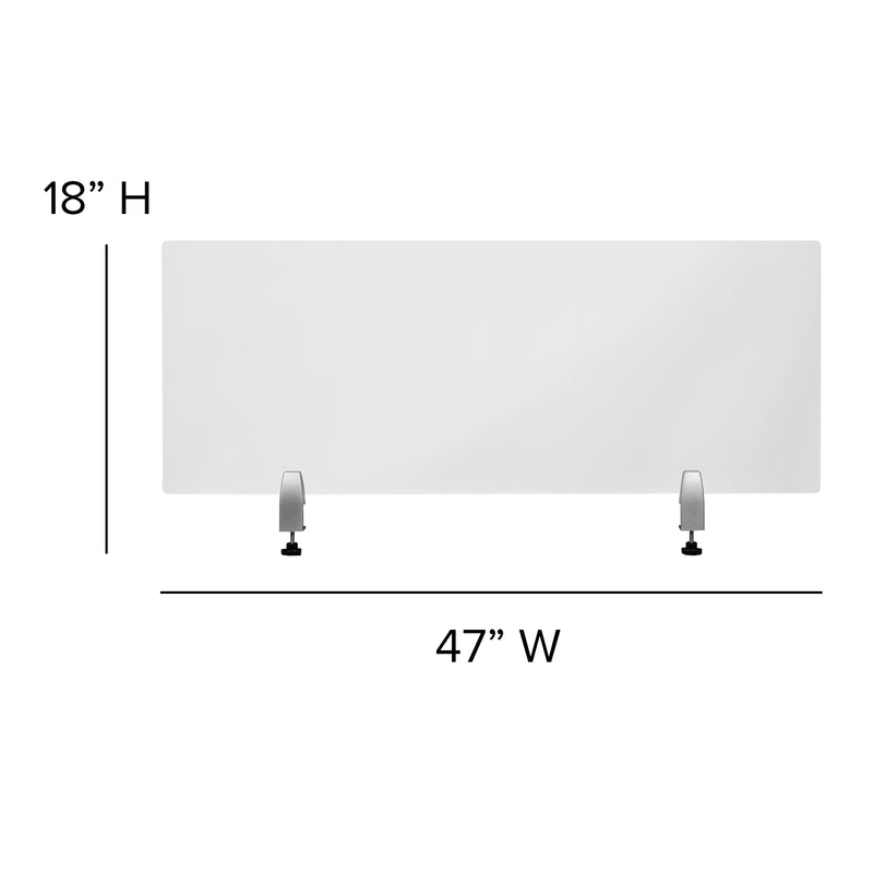 Clear Acrylic Desk Partition, 18"H x 47"L (Hardware Included)