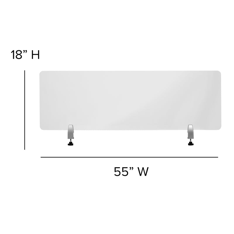 Clear Acrylic Desk Partition, 18"H x 55"L (Hardware Included)