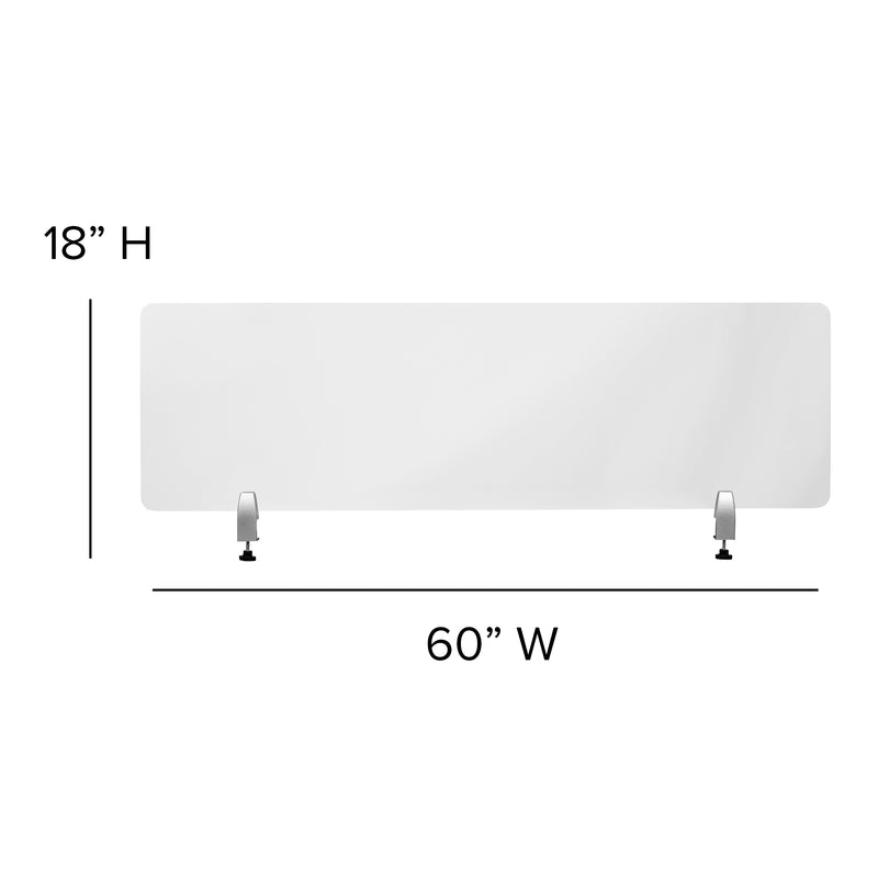 Clear Acrylic Desk Partition, 18"H x 60"L (Hardware Included)