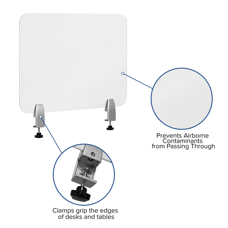 Clear Acrylic Desk Partition, 18"H x 23"L (Hardware Included)